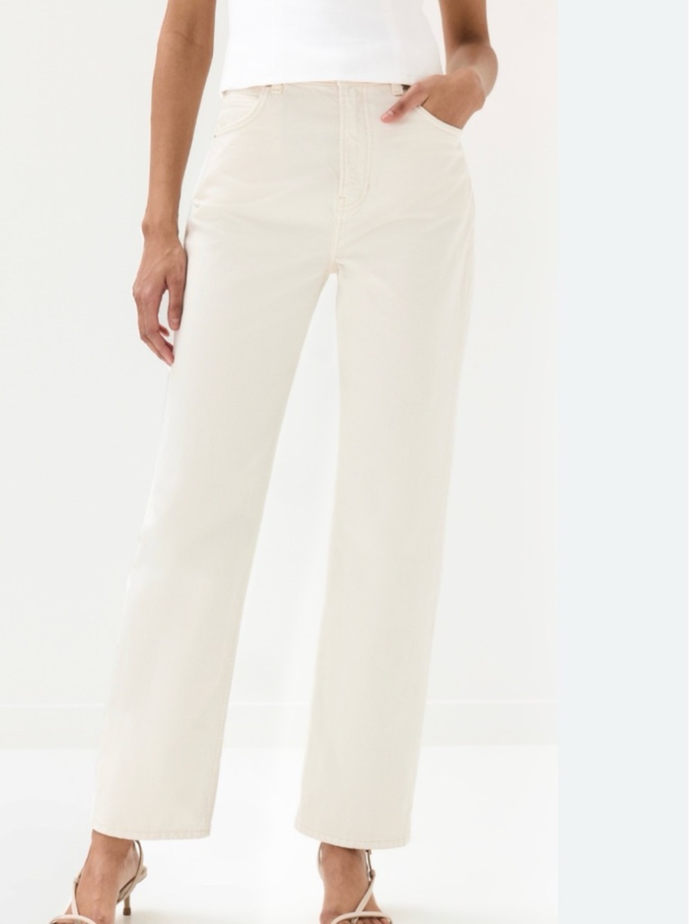 Reformation Straight-Leg Jeans in Cream